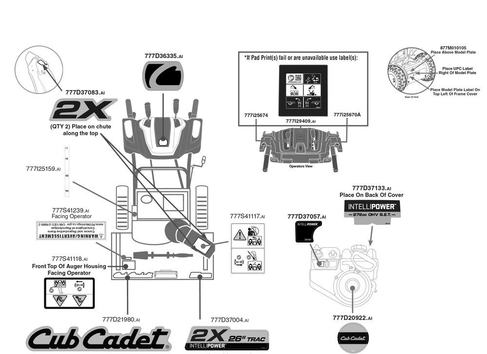 Label Map Diagram and Parts List for 2X26-INCH (31AH7IVSB10)(2022) Cub Cadet Snow Blower